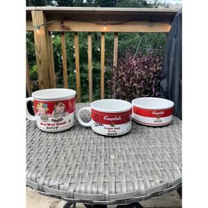 3 VTG Porcelain Campbell Soup Company Coffee Mug Cups 1989 1998 West Wood & HH